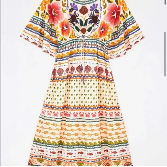 🎄 FARM Rio Salt Island Drawstring Midi Dress - Picture 6 of 11